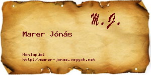 Marer Jónás névjegykártya